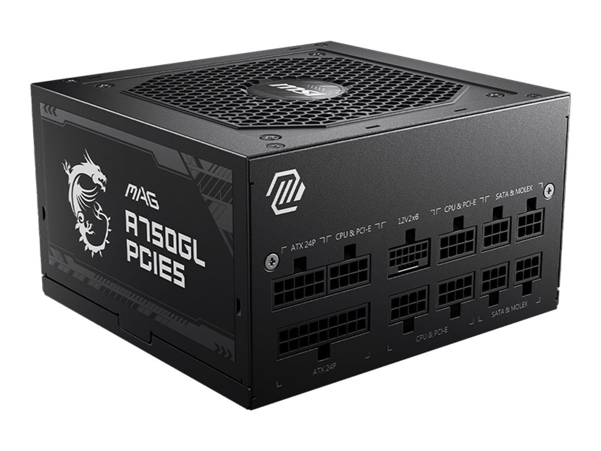 MSI MAG A750GL PCIE5 - Netzteil (intern) - ATX12V3.0/ EPS12V - 80 PLUS Gold - Wechselstrom 100-240 V - 750 Watt - aktive PFC