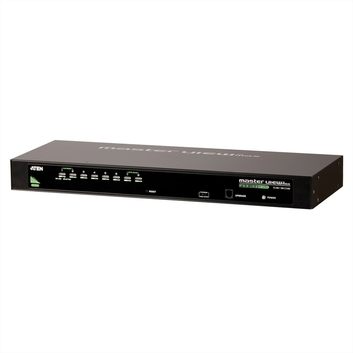 ATEN 8-Port-PS/2-USB-VGA-KVM-Switch, 2048 x 1536 Pixel, QXGA, Rack-Einbau, 5 W, 1U, Schwarz8-Port-PS/2-USB-VGA-KVM-Switch