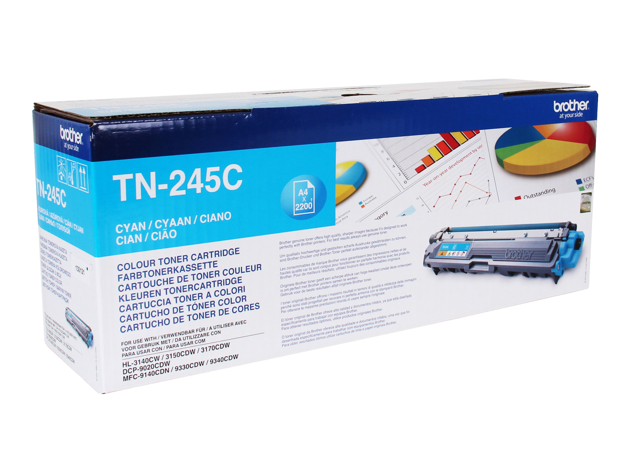 Brother TN245C - Hohe Ergiebigkeit - Cyan - originalTonerpatrone - für Brother DCP-9015CDW - DCP-9020CDN - DCP-9020CDW - HL-3150CDW - MFC-9140CDN