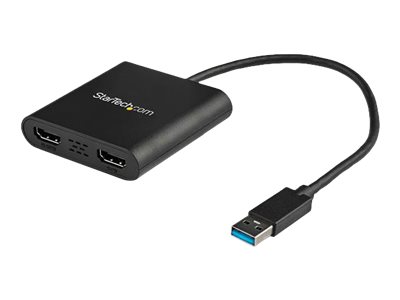 StarTech.com Startech USB 3.0 to Dual HDMI Adapter, 1x 4K 30Hz & 1x 1080p, External Video & Graphics Card, USB Type-A to HDMI Dual Monitor Display Adapter Dongle, Supports Windows Only, Black - USB to