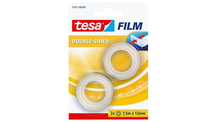Tesa Tesafilm - Doppelseitiges Klebeband - 12 mm x 7.5 m - Polypropylenfolie - transparent (Packung mit 2)Bürokleinmaterial