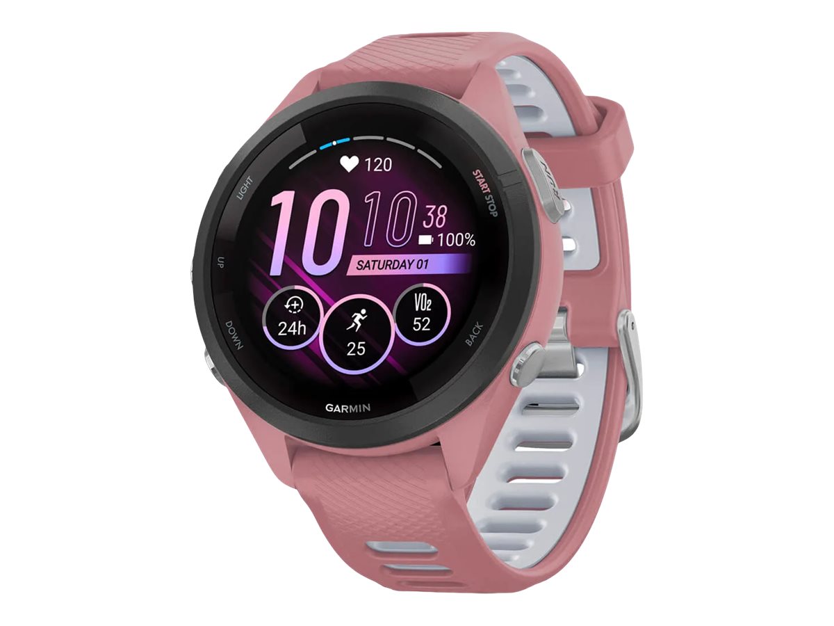 Garmin Forerunner 265S - 42 mm - Light Pink - intelligente Uhr mit Band - Silikon - Light Pink/Powder Gray - Handgelenkgröße: 115-178 mm - Anzeige 2.81 cm (1.1")8 GB - Bluetooth - Wi-Fi - ANT+ - 39 g