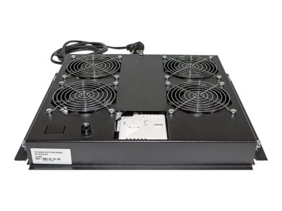 Intellinet 4-Fan Ventilation Unit for 19" Racks, Roof Mount, with Thermostat, Black - Rack-Lüftereinsatz - mit 4 Lüfter, Thermostat - Wechselstrom 220/240 V - Schwarz, RAL 9005 - 48.3 cm (19")Kühleinh