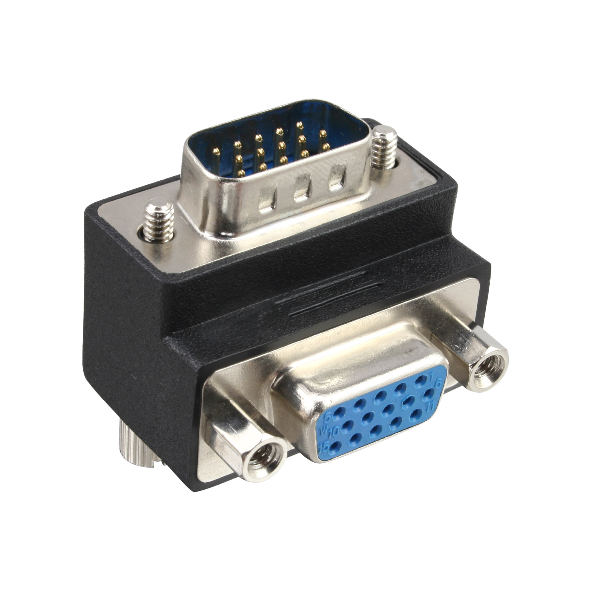 InLine VGA Adapter 90° Winkel 15pol Stecker/Buchse(W) - 90° Stecker - Daumenschrauben - Schwarz