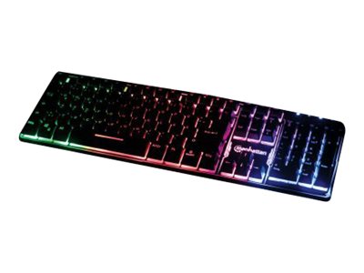 IC Intracom Manhattan Gaming USB Keyboard, Metal Base Edition, 12 Function Keys, Rainbow-LED Backlighting, 19 Anti-Ghost Key Caps, IPX4 (Splashproof)Rating - USB-A - Black - Retail Box (German layout)
