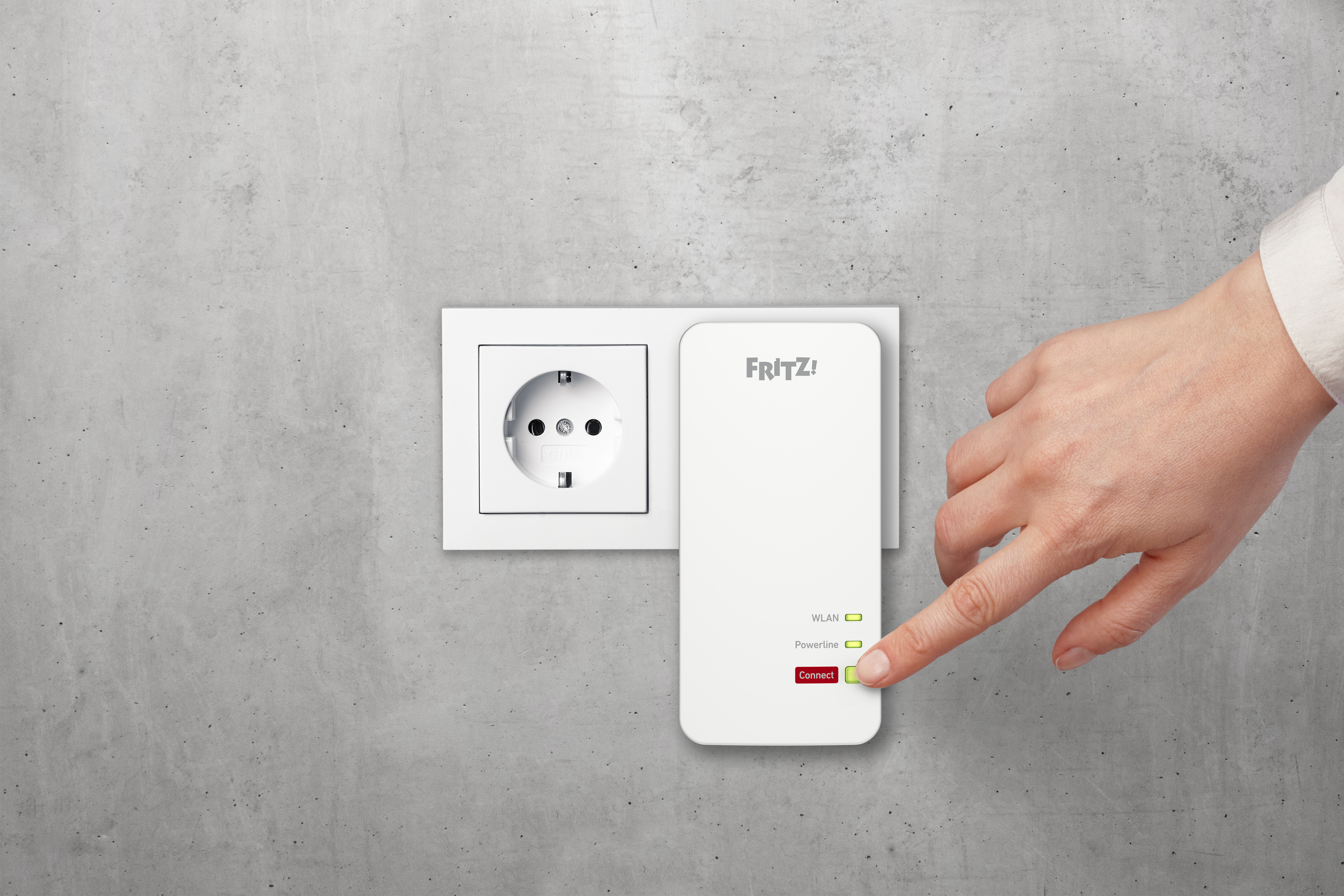 AVM FRITZ!Powerline 1240 AX - Powerline-Adapter 1GbE, HomePlug AV (HPAV)2.0 - Wi-Fi 5 - Wi-Fi 6 - 2,4 GHz - an Wandsteckdose anschließbar
