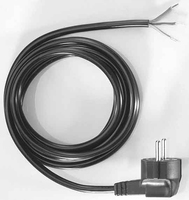 Bachmann Stromkabel - power CEE 7/7 (M) rechtwinkligzu ohne Stecker 30 mm abisoliert - 250 V - 16 A - 2 m - geformt - Schwarz
