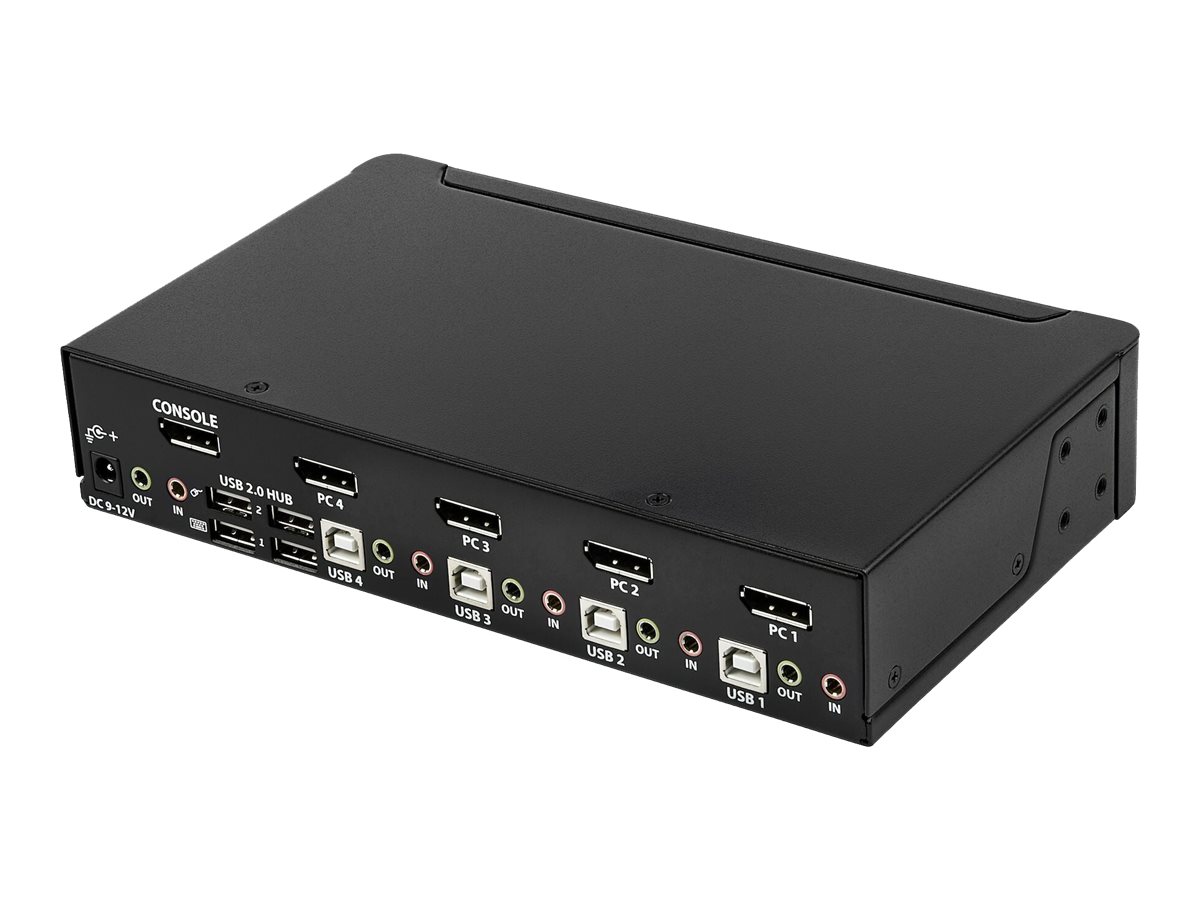 StarTech.com Startech 4 Port DisplayPort KVM Switch - DisplayPort 1.2 KVM4K 60Hz - DisplayPort Switch - DisplayPort Umschaltbox - USB KVM Switch - KVM-/Audio-Switch - 4 x KVM/Audio - 1 lokaler Benutze