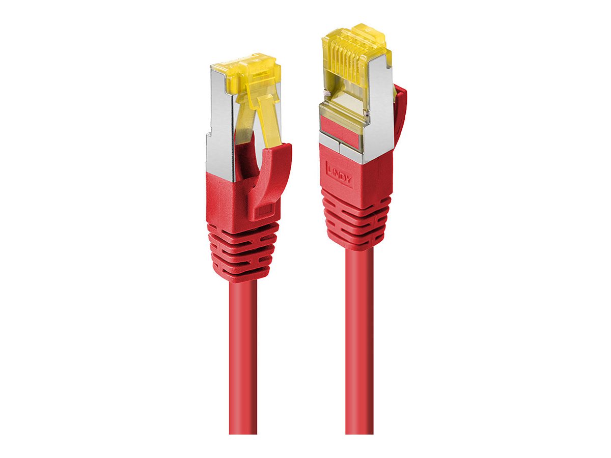 Lindy Patch-Kabel - RJ-45 (M) zu RJ-45 (M)15 m - SFTP - PiMF - CAT 7 (Kabel) / CAT 6a (Anschlüsse) - halogenfrei - ohne Haken - Rot