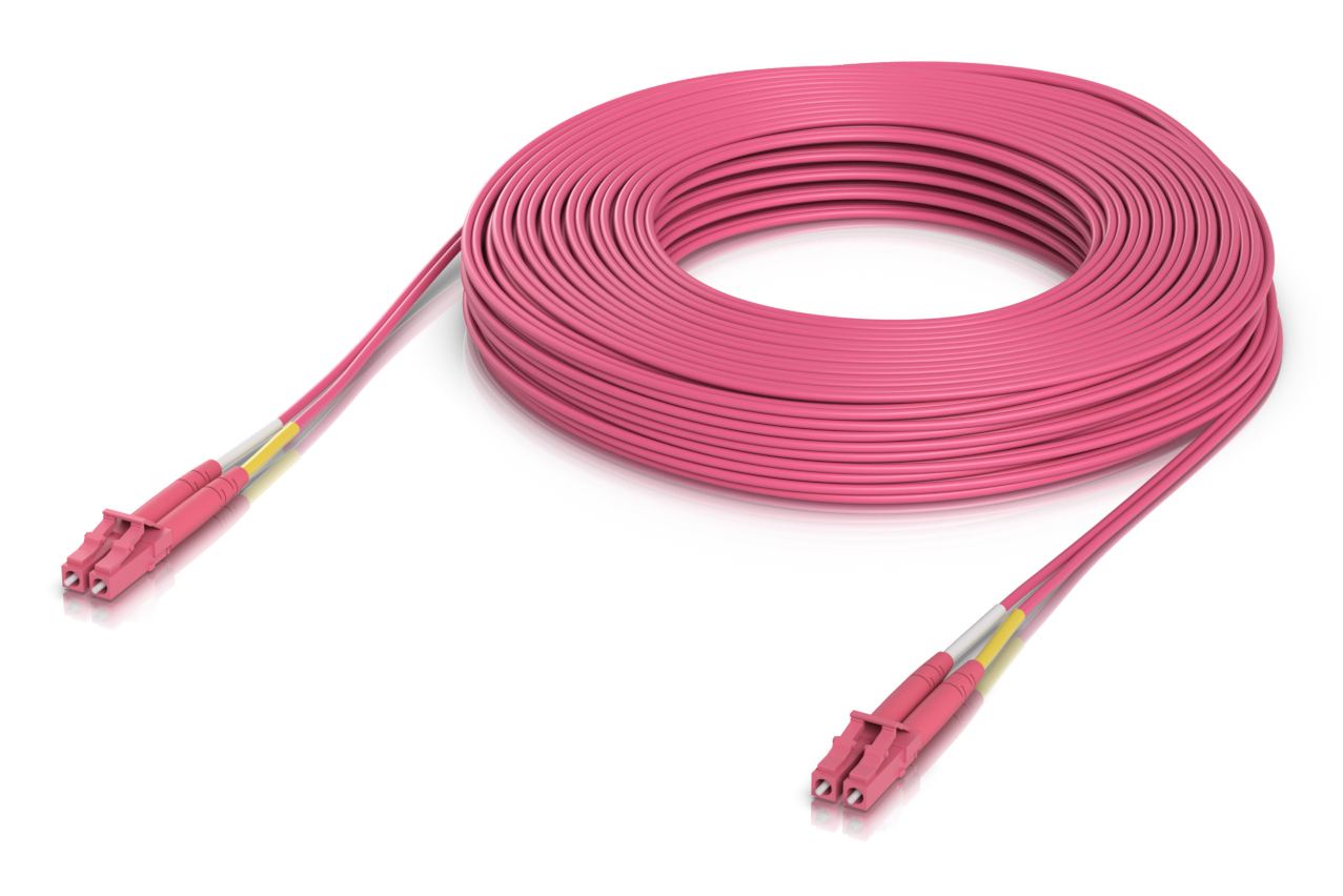 Ubiquiti UniFi - Patch-Kabel - LC/UPC Multi-Modus (M)zu LC/UPC Multi-Modus (M) - 30 m - 2 mm - Glasfaser - Duplex - OM4 - halogenfrei - Innen - rosé