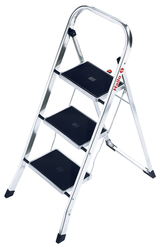 Hailo K30 - Stufenleiter - 3 Stufen - Arbeitshöhe:2.45 m - Aluminium - Aluminium mit schwarzen Stufen