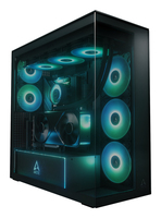 Arctic Xtender VG (Black) Premium E-ATX PC-Gehäuse mit vertikaler GPU-Montage, Midi Tower, PC, Schwarz, EATX, Metall, Gehärtetes Glas, Gaming64 L - ATX - 2.5"/3.5" - A-RGB - 7x PCI - 3x 140 mm - 2x 12