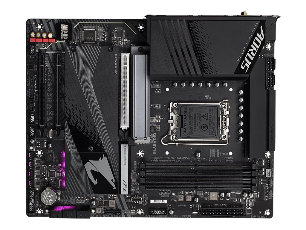 Gigabyte Z790 AORUS ELITE AX Motherboard - Unterstützt Intel Core 14. Generation CPUs, 16*+2+1 Phasen Digital VRM, bis zu 7600MHz DDR5 (OC), 4xPCIe 4.0 M.2, Wi-Fi 6E, 2.5GbE LAN, USB 3.2 Gen 2x2, Inte