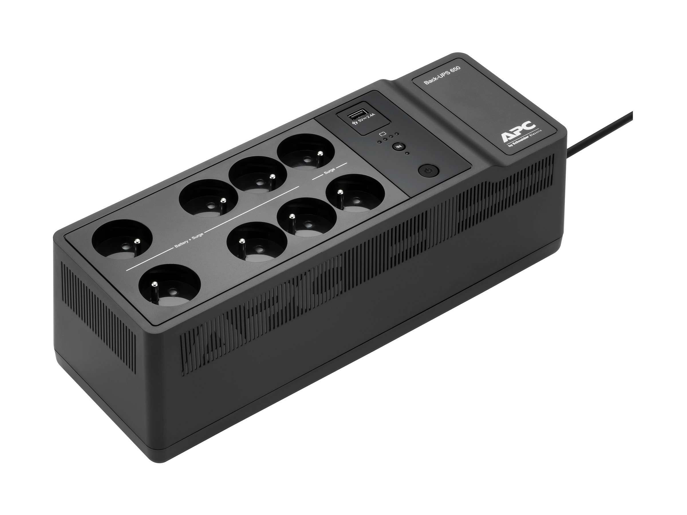 APC Back-UPS BE650G2-FR - USV - Wechselstrom220/230 V - 400 Watt - 650 VA - USB - Ausgangsanschlüsse: 8 - Frankreich - Belgien - Schwarz