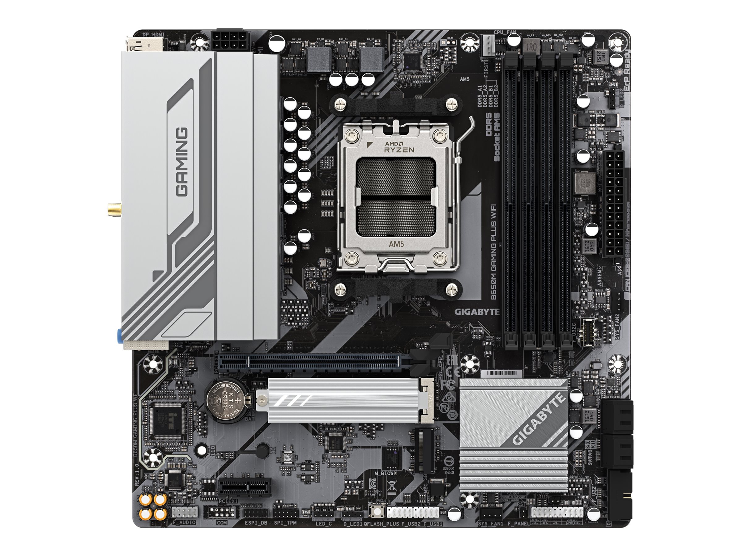 Gigabyte B650M GAMING PLUS WIFI - 1.X - Motherboard - micro ATX - Socket AM5 - AMD B650 Chipsatz - USB 3.2 Gen 1, USB-C 3.2 Gen 1 - 2.5 Gigabit LAN, Bluetooth, Wi-Fi 6E - Onboard-Grafik (CPU erforderl
