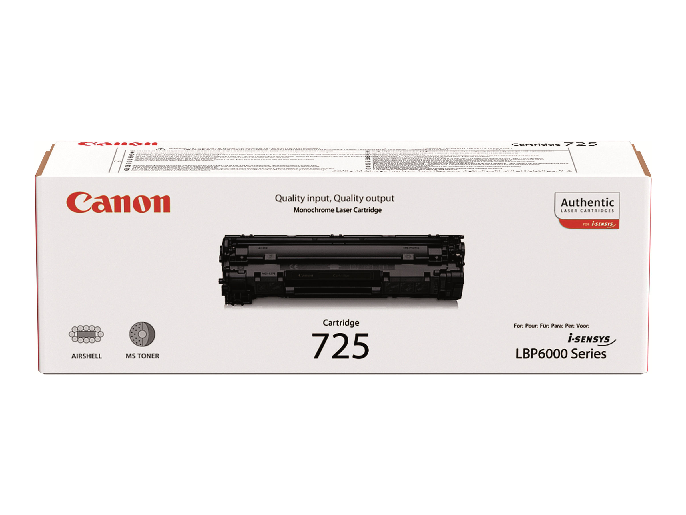 Canon CRG-725 - Schwarz - original - Tonerpatronefür i-SENSYS LBP6000 - LBP6000B - LBP6020 - LBP6020B - LBP6030 - LBP6030B - LBP6030w - MF3010