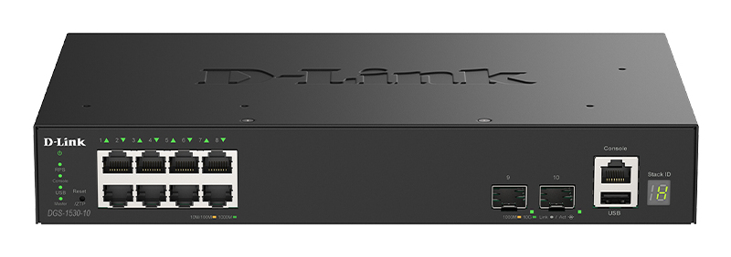 D-Link SmartPro DGS-1530-10 - Switch - Smart8 x 10/100/1000 + 2 x 10 Gigabit SFP+ - Desktop - an Rack montierbar
