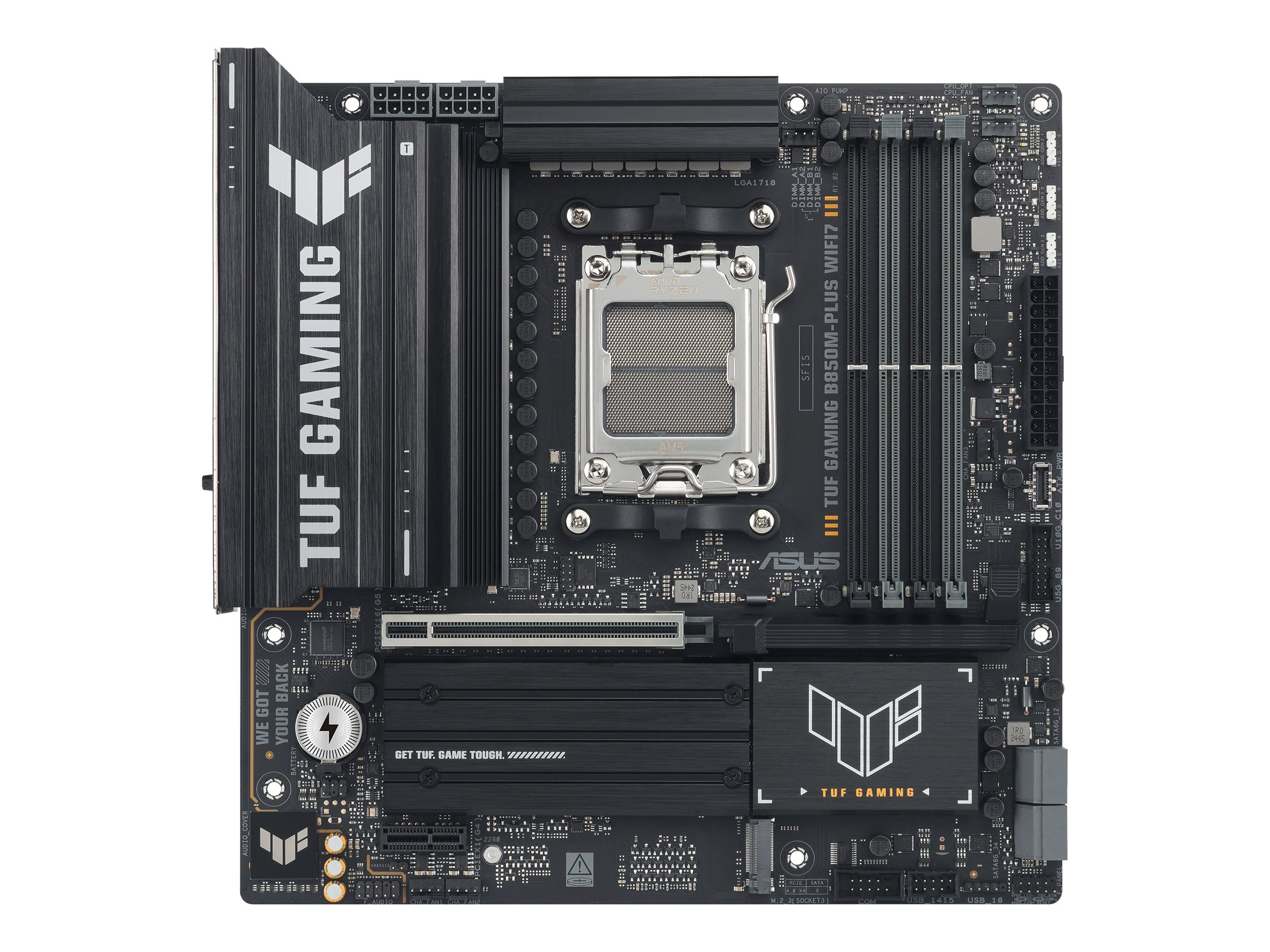ASUS TUF GAMING B850M-PLUS WIFI7 - Motherboard - micro ATX - Socket AM5 - AMD B850 Chipsatz - USB-C 3.2 Gen 2x2, USB 3.2 Gen 2, USB 3.2 Gen 1, USB-C 3.2 Gen2 - Wi-Fi 7, Bluetooth, 2.5 Gigabit LAN - On