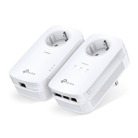 TP-LINK AV1300-Gigabit-Powerline-Adapter KIT mit Steckdose, 1300 Mbit/s, IEEE 1901, IEEE 802.3, IEEE 802.3ab, IEEE 802.3u, Type E/F, Gigabit Ethernet, 10,100,1000 Mbit/s, HomePlug AV2TL-PA8030P + TL-P