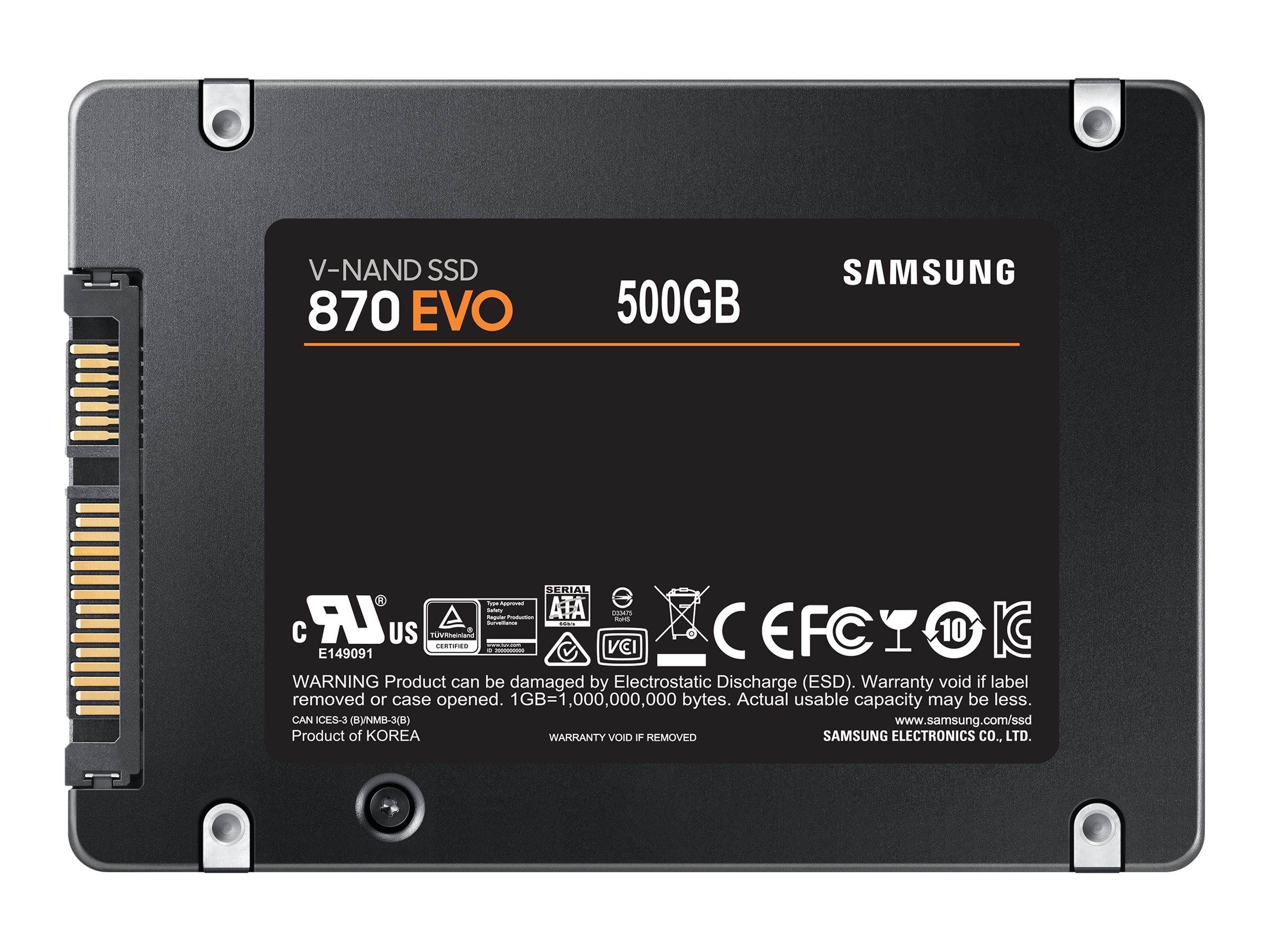 Samsung 870 EVO MZ-77E500B - SSD - verschlüsselt - 500 GB - intern - 2.5" (6.4 cm)SATA 6Gb/s - Puffer: 512 MB - 256-Bit-AES - TCG Opal Encryption