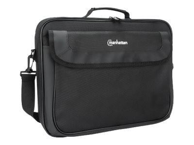 Manhattan Cambridge Laptop Bag 15.6", Clamshell Design, Black, LOW COST, Accessories Pocket, Document Compartment on Back, Shoulder Strap (removable)Equivalent to Targus TAR300 - Notebook Case -  - No