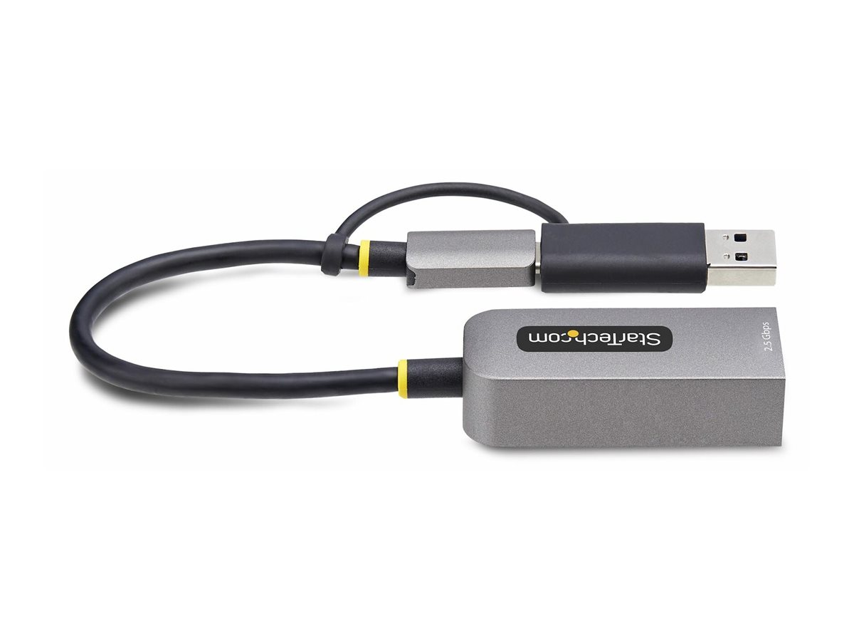 StarTech.com Startech 2.5GbE USB-C to Ethernet Adapter withUSB-A Converter - Netzwerkadapter - USB-C 3.2 Gen 1 / Thunderbolt 3 - 10M/100M/1G/2,5 Gigabit Ethernet - Space-grau