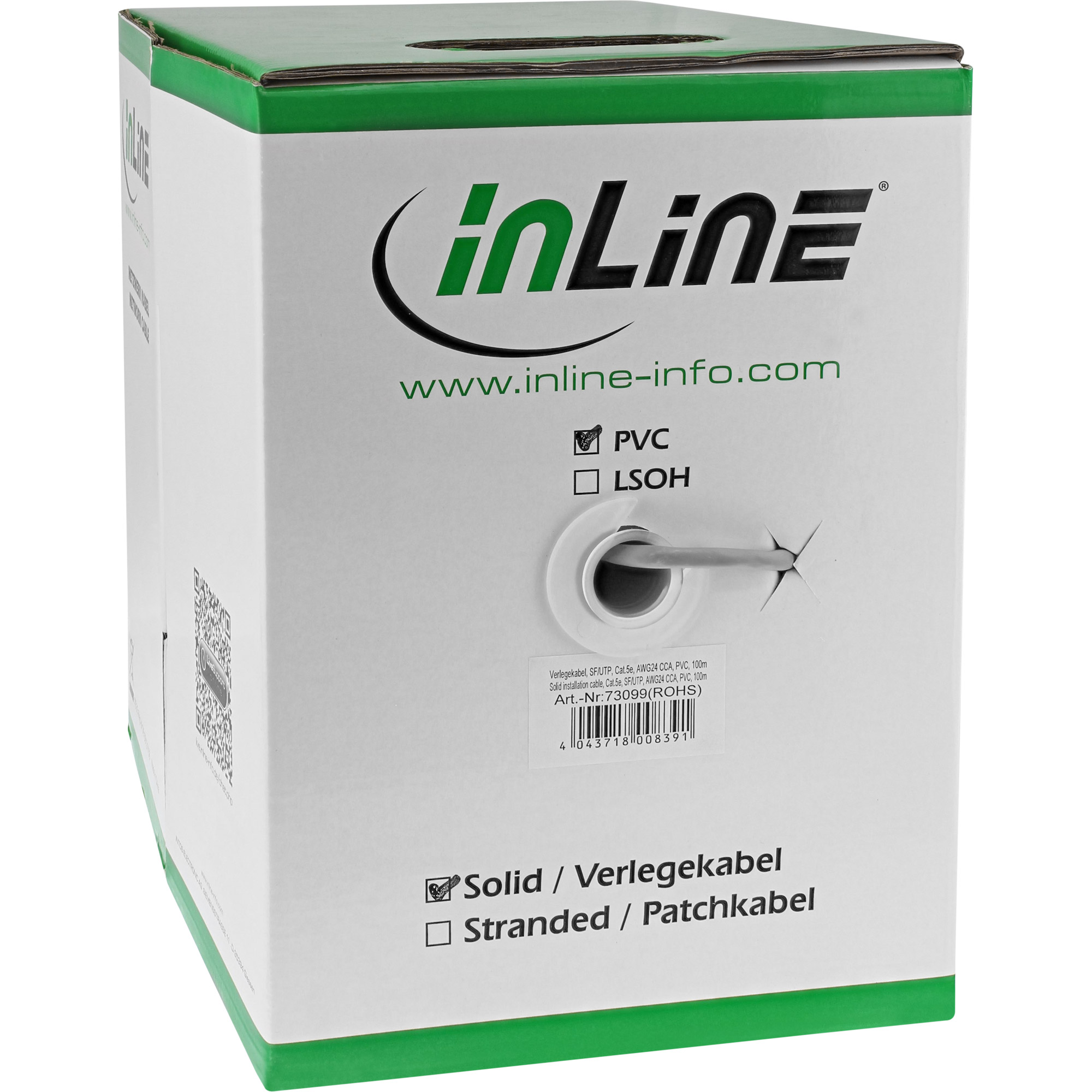 InLine Verlegekabel - SF/UTP - Cat.5e - AWG24 CCA - PVC - 100me