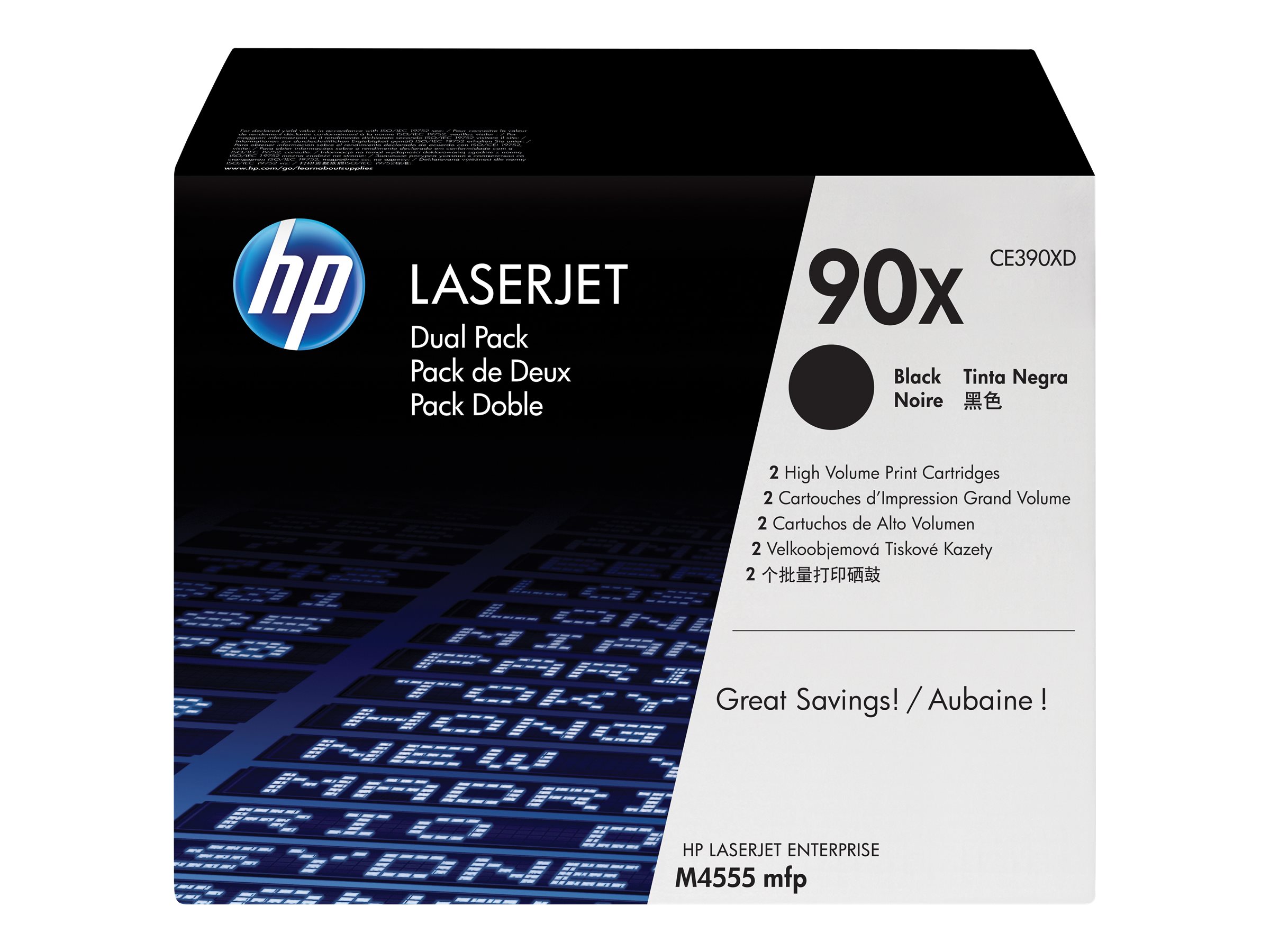 HP 90X - 2er-Pack - Hohe Ergiebigkeit - Schwarz - original - LaserJet - Tonerpatrone (CE390XD)für LaserJet Enterprise 600 M602dn - 600 M602m - 600 M602n - 600 M602x - M4555 MFP - M603xh