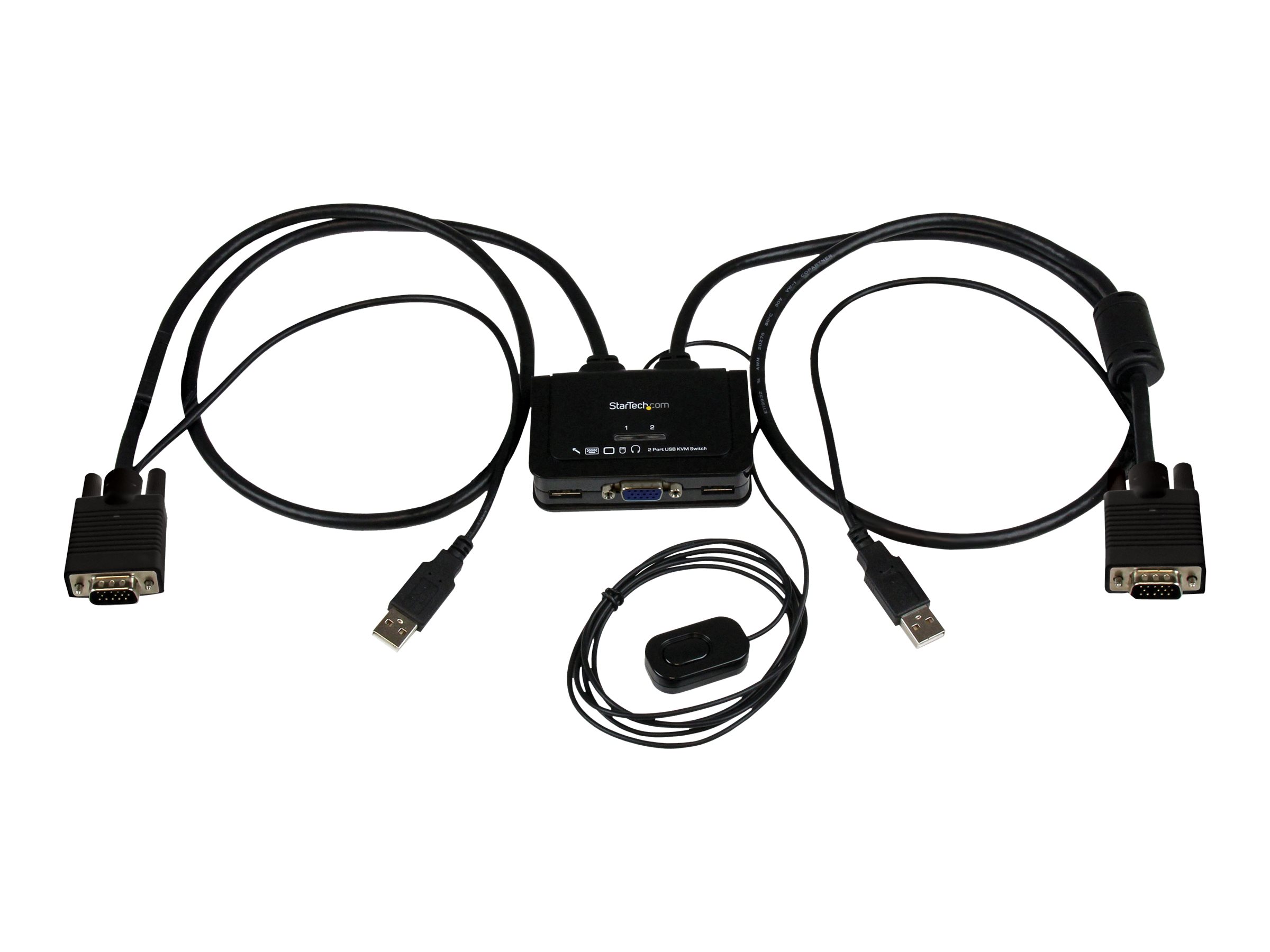 StarTech.com 2 Port VGA USB KVM Switch KabelVGA KVM Umschalter USB Powered mit Fernumschaltung - KVM-Switch - 2 x KVM port(s) - 1 lokaler Benutzer - Desktop