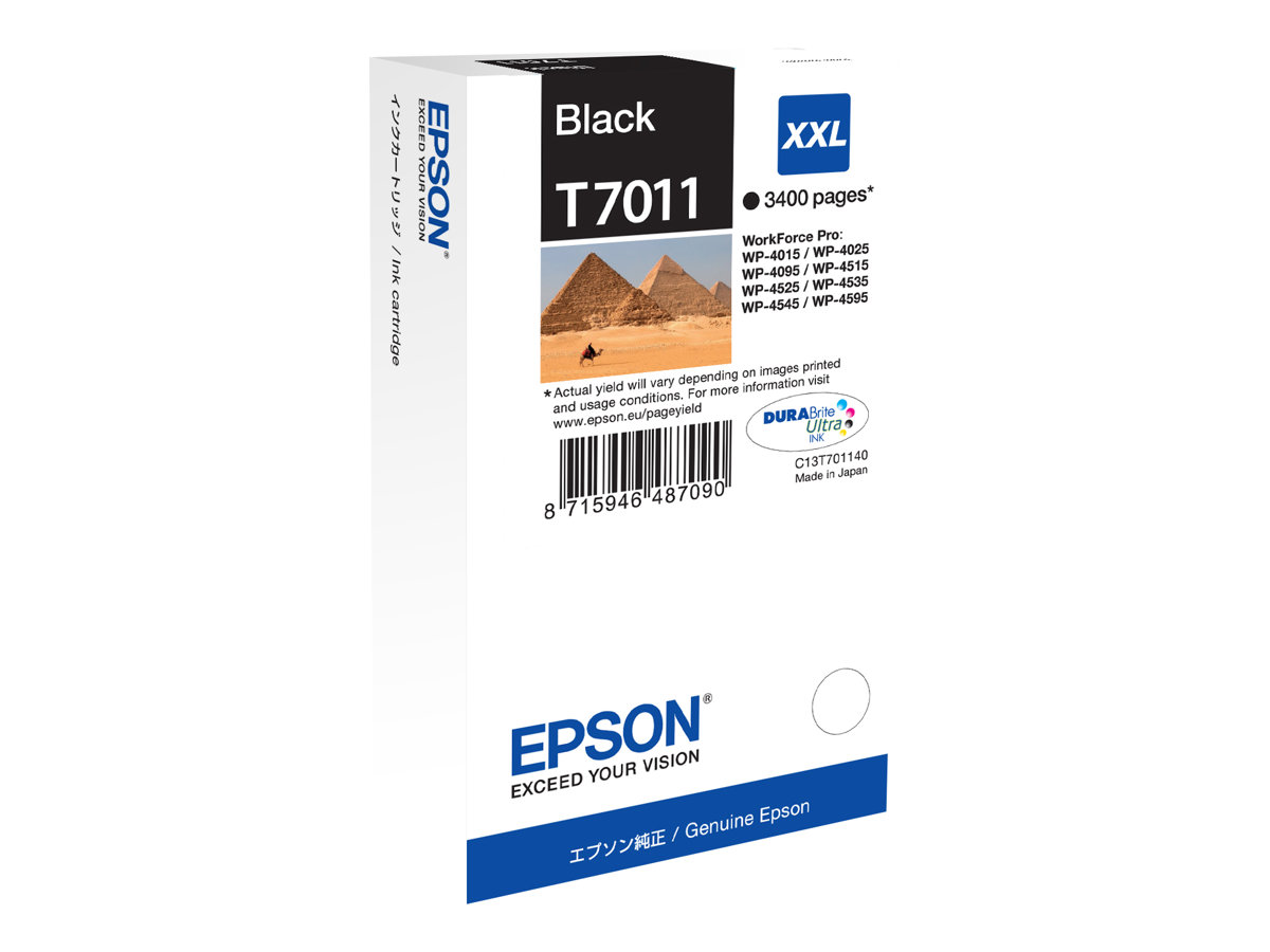 Epson T7011 - 63.2 ml - Größe XXL - Schwarzoriginal - Blisterverpackung - Tintenpatrone - für WorkForce Pro WP-4015 DN - WP-4095 DN - WP-4515 DN - WP-4525 DNF - WP-4595 DNF