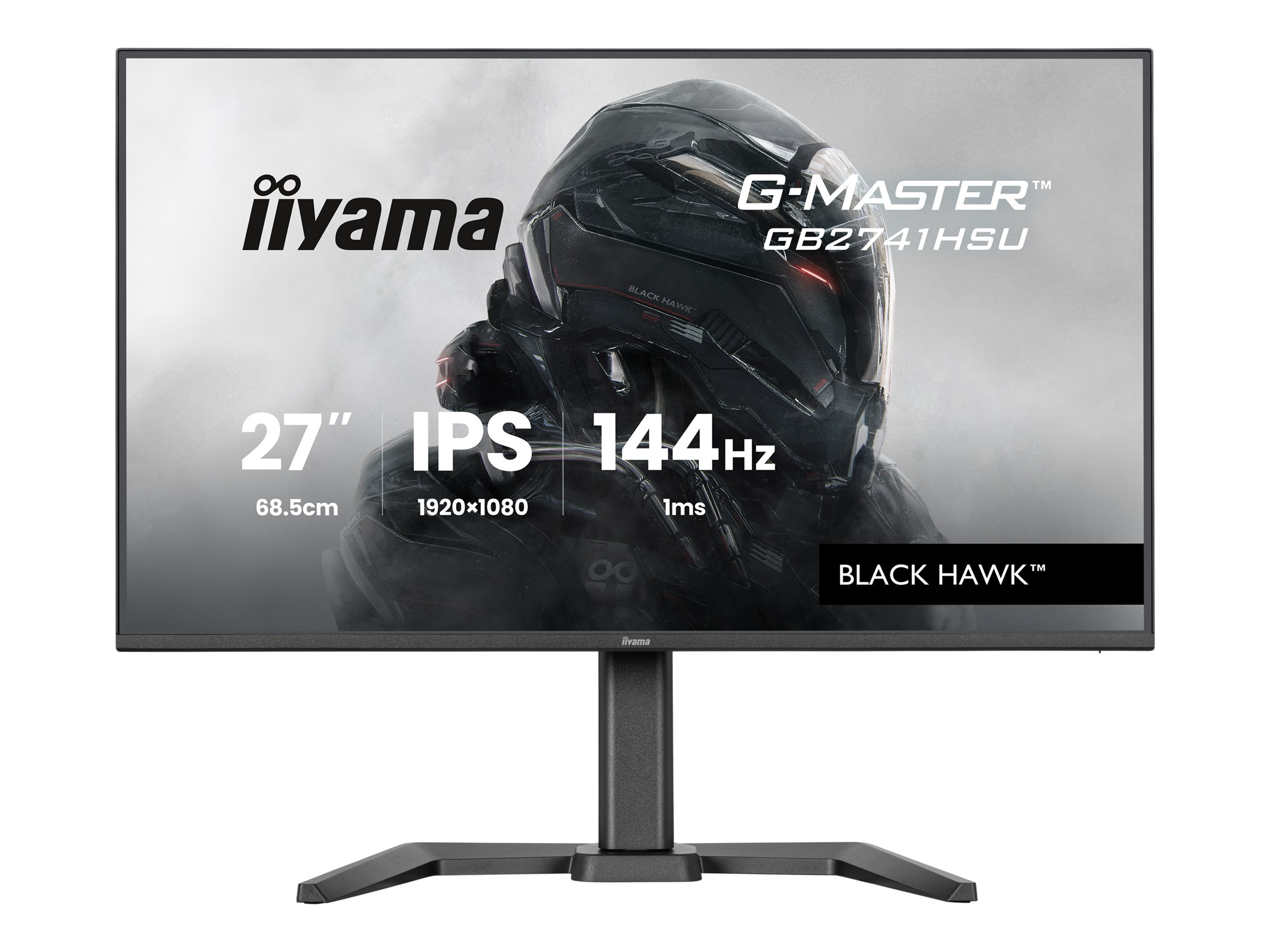 Iiyama G-MASTER Black Hawk GB2741HSU-B1 - LED-Monitor - Gaming - 68.5 cm (27")1920 x 1080 Full HD (1080p) @ 144 Hz - IPS - 350 cd/m² - 1500:1 - 1 ms - HDMI - DisplayPort - Lautsprecher - Schwarz - Mat