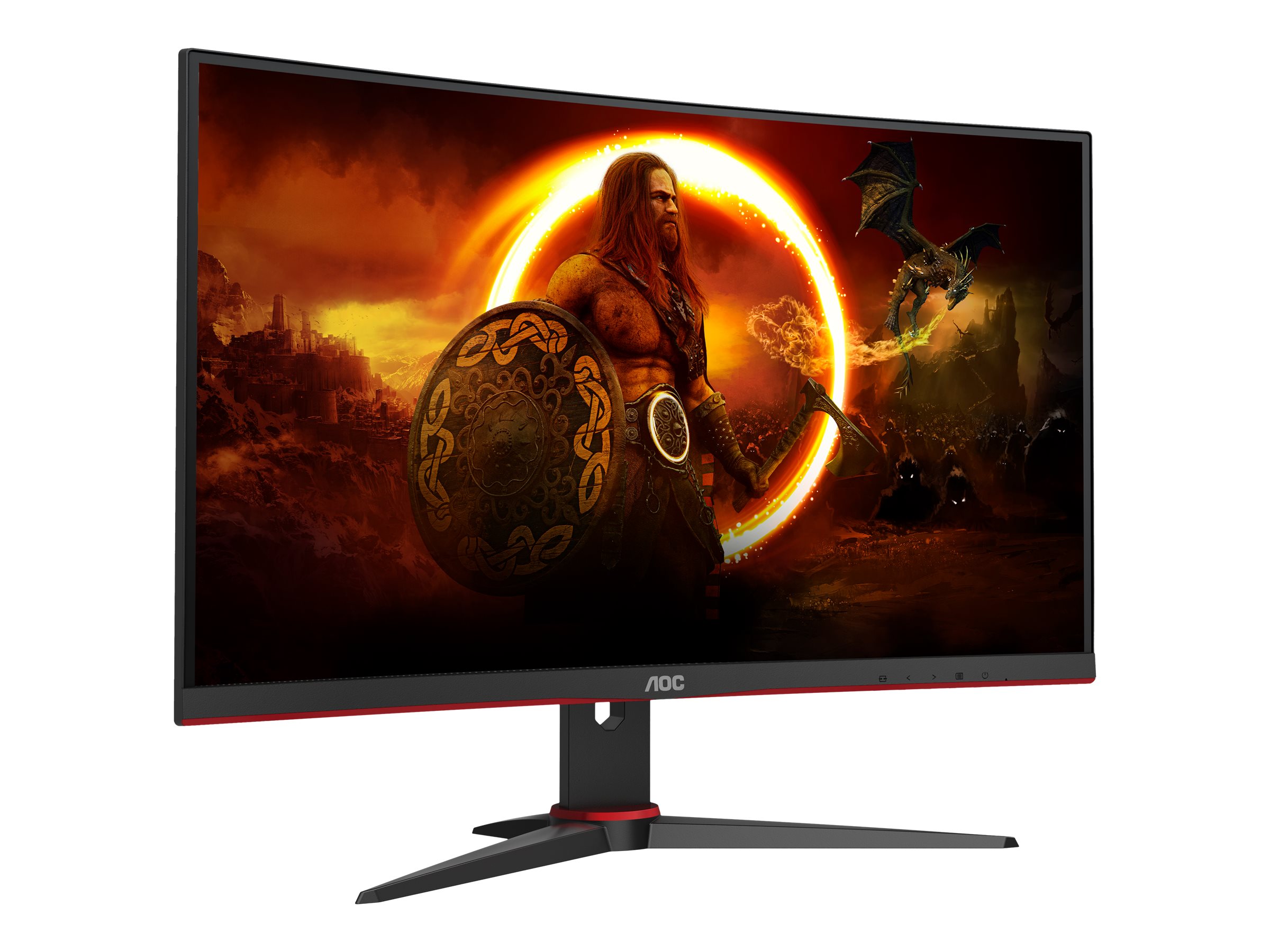 AOC Gaming C27G2E/BK - LED-Monitor - Gaming - gebogen - 68.6 cm (27")1920 x 1080 Full HD (1080p) @ 165 Hz - VA - 350 cd/m² - 3000:1 - 1 ms - 2xHDMI - VGA - DisplayPort - Schwarz - Rot