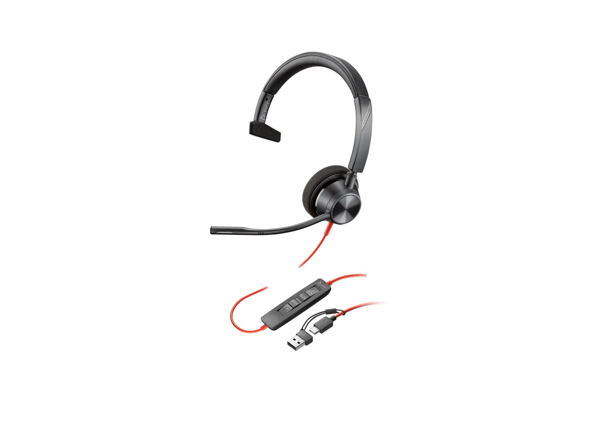 Poly HP Poly Blackwire 3310 - Blackwire 3300 seriesHeadset - On-Ear - kabelgebunden - USB-C - Schwarz - UC-zertifiziert