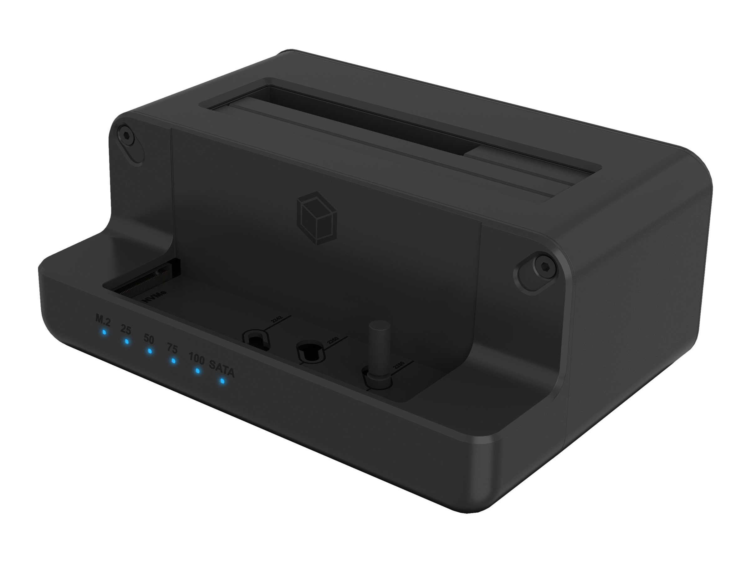 ICY BOX IB-2914MSCL-C31 - HDD / SSD Dockingstation - 2,5" / 3,5" gemeinsam genutzt, M.2 (6,4 cm/8,9 cm gemeinsam genutzt)SATA 6Gb/s - USB 3.2 (Gen 2) - Schwarz