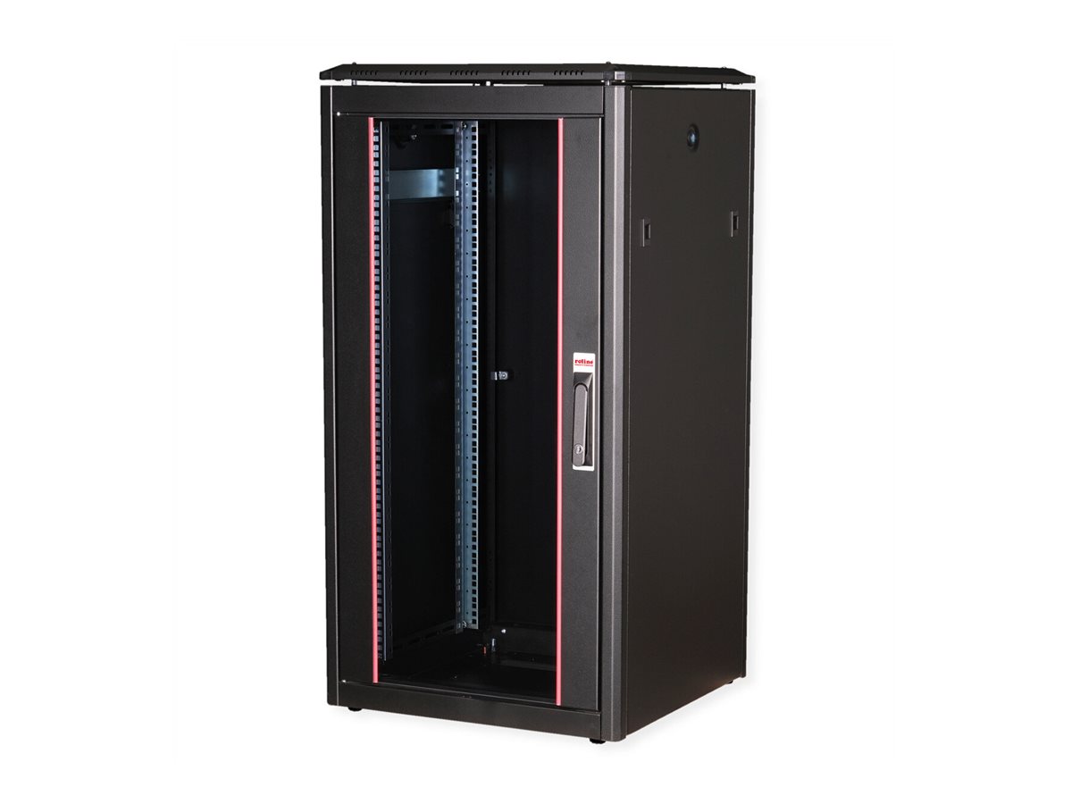 ROLINE Pro - Schrank Netzwerkschrank - mit Glastür, 600 x 600 mm (B x T)RAL 9005 - Jet Black - 22U - 48.3 cm (19")
