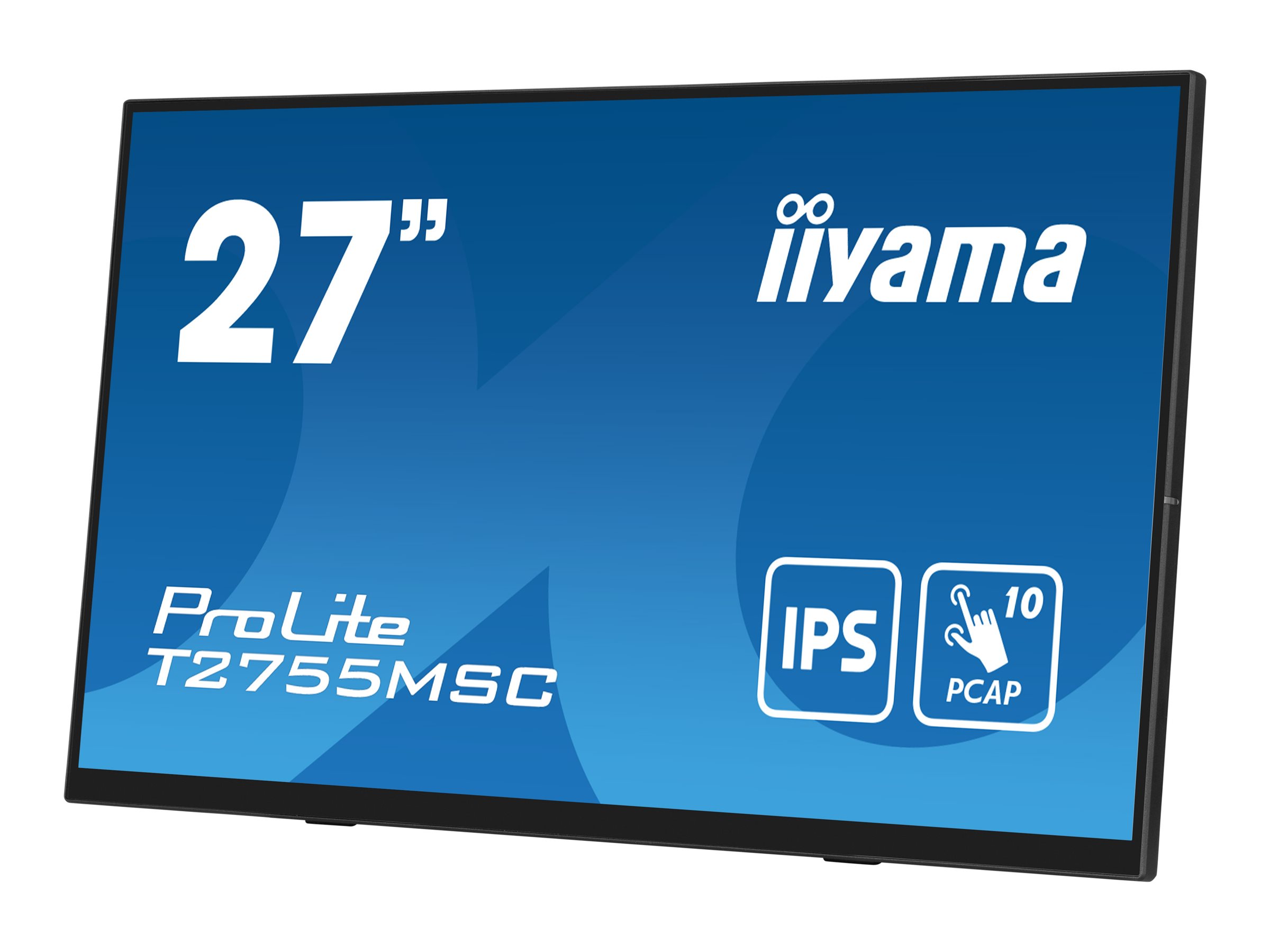 Iiyama ProLite T2755MSC-B1 - LED-Monitor - 68.6 cm (27")Touchscreen - 1920 x 1080 Full HD (1080p) @ 60 Hz - IPS - 400 cd/m² - 1000:1 - 5 ms - HDMI - DisplayPort - Lautsprecher - Schwarz - Matte