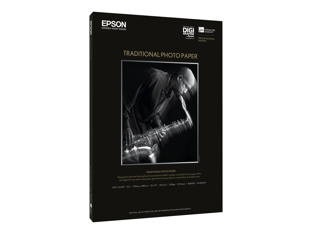 Epson Traditional Photo Paper - A3 plus (329 x 423 mm)330 g/m² - 25 Blatt Fotopapier - für SureColor P5000 - P800 - SC-P10000 - P20000 - P5000 - P700 - P7500 - P900 - P9500