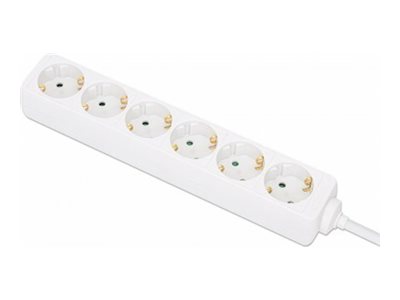 Manhattan Power Distribution Unit EU (2-pin), x6 gang/output, 2m cable, 16A, White, Extension Lead, PDU, Power Strip,  - Steckdosenleiste - AC 220-250 V - 3680 Watt - Eingabe, Eingang Typ F - Ausgangs