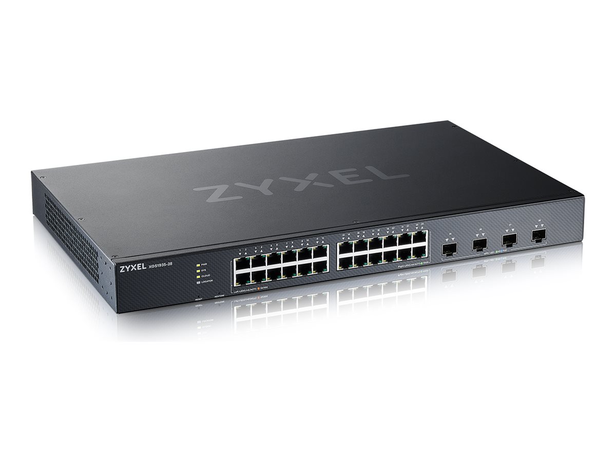 ZyXEL XGS1935 Series XGS1935-28 - Switch - verwaltet - L3 Lite - Smart - 24 x 10/100/1000 + 4 x 10 Gigabit SFP+ (Uplink)an Rack montierbar - für Zyxel DAC10G-1M v2 - DAC10G-3M v2 - SFP10 - SFP-1000 -