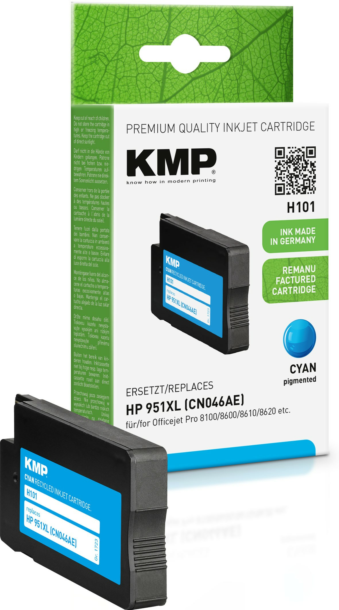 KMP H101 - 30 ml - Cyan - kompatibel - Tintenpatrone (Alternative zu: HP 951XL)für HP Officejet Pro 251dw - 276dw - 8100 - 8600 - 8610 - 8620 - 8630