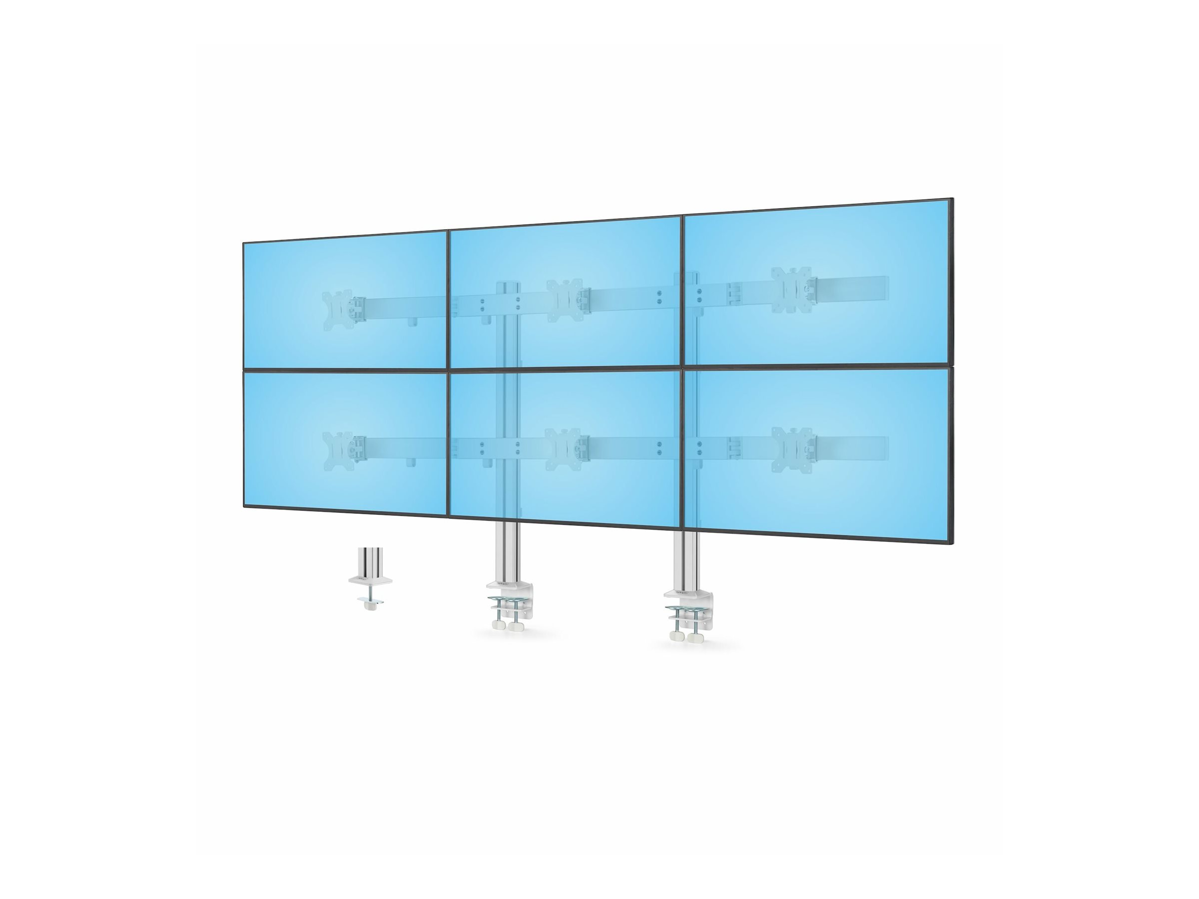 StarTech.com Six-Monitor Desk Mount w/ Crossbar, Up To 32" Screens/17.6lb - Befestigungskit - für 6 LCD-Displays - Säule, dual - Kunststoff, Stahl - weiß - Bildschirmgröße: 43.2-81.3 cm (17"-32")Tisch