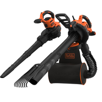 Black & Decker BEBLV301-QS, Rucksack-Gebläse, 206 km/h, 404 km/h, 268 m³/h, 72 l, Schwarz, Orange