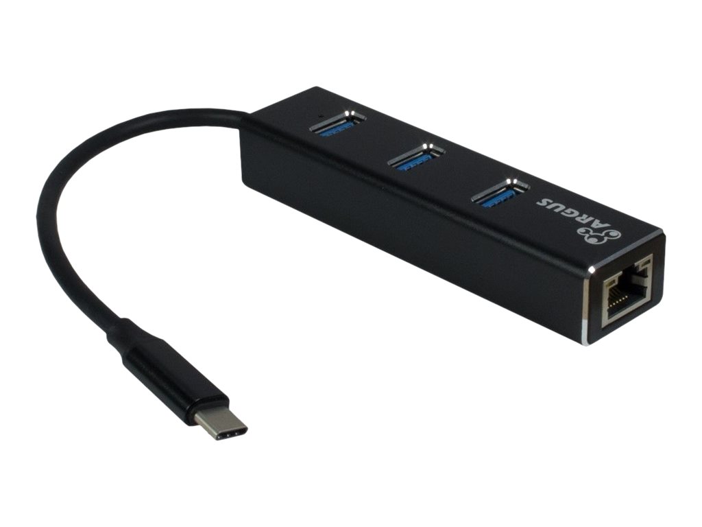 Argus IT-410 - Hub - 3 x SuperSpeed USB 3.0 +1 x 10/100/1000 - Desktop