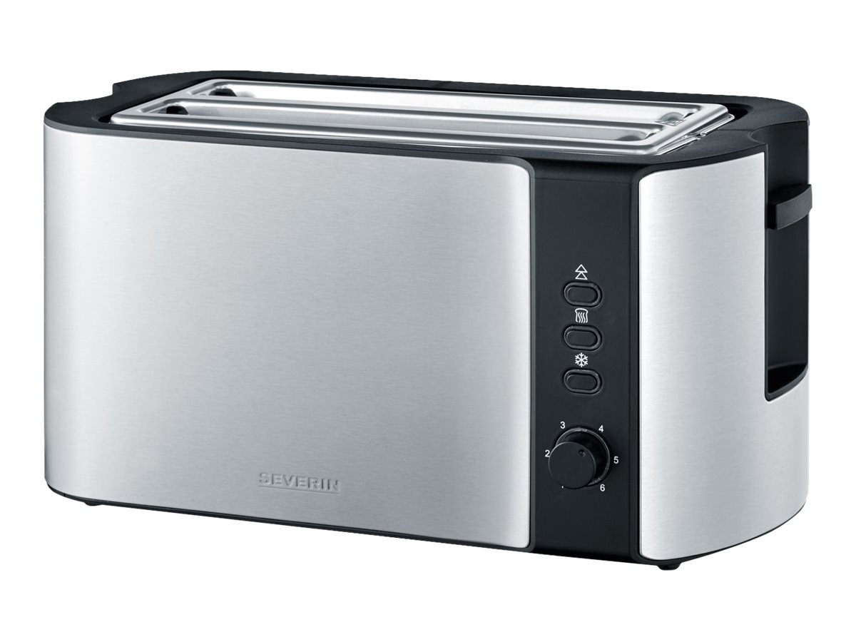 SEVERIN AT 2590 - Toaster - 4 Scheibe - 2 SteckplatzEdelstahl gebürstet/schwarz