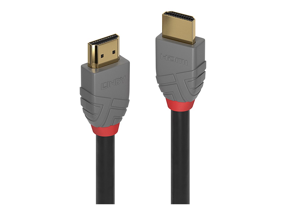 Lindy Anthra Line - HDMI-Kabel mit EthernetHDMI männlich zu HDMI männlich - 30 cm - Dreifachisolierung - Schwarz - rund - 4K Unterstützung