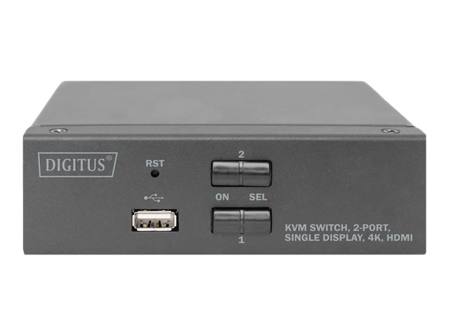 DIGITUS KVM-Switch, 2-Port, Single-Display, 4K, HDMI®x KVM/Audio/USB - 1 lokaler Benutzer - Desktop