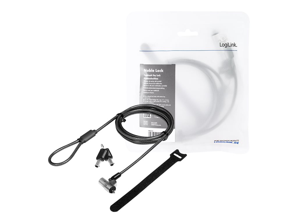 LogiLink Noble Lock - SicherheitskabelschlossDark Smoke - 2 m