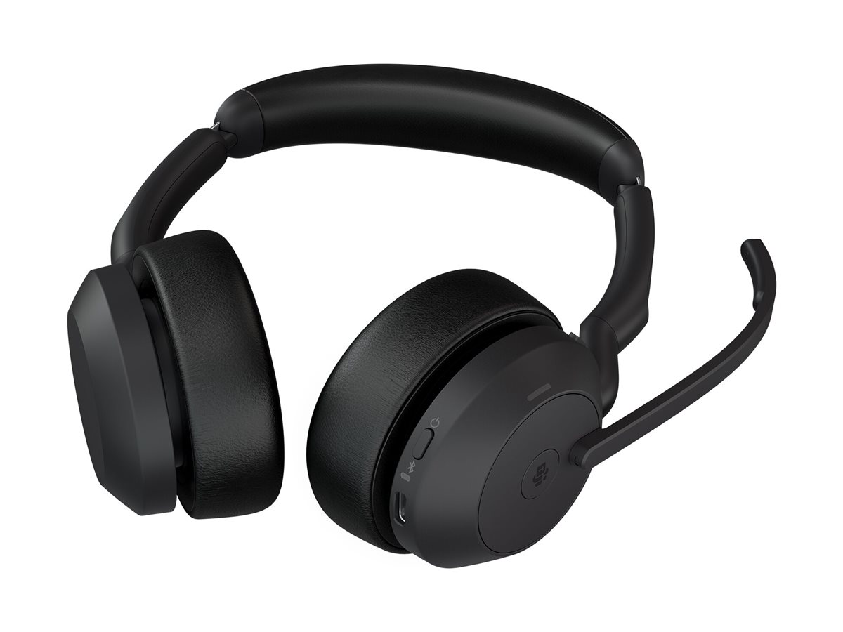 Jabra Evolve2 55 MS Stereo - Headset - On-EarBluetooth - kabellos - aktive Rauschunterdrückung - USB-A - Schwarz - Zoom-zertifiziert - Zertifiziert für Microsoft Teams - Cisco Webex Certified - Optimi