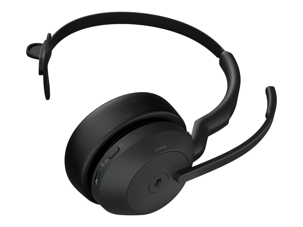 Jabra Evolve2 55 MS Mono - Headset - On-EarBluetooth - kabellos - aktive Rauschunterdrückung - USB-A über Bluetooth-Adapter - Schwarz - Zoom-zertifiziert - Cisco Webex Certified - Tencent Meeting Zert