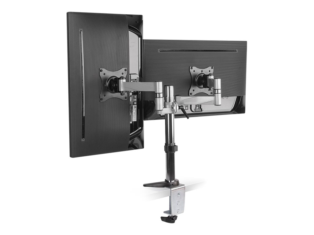 LogiLink Dual monitor desk mount - Befestigungskit - einstellbarer Arm - für 2 Monitore - Aluminium, Stahl - metallisch grau - Bildschirmgröße: 33-68.6 cm (13"-27")Tischmontage